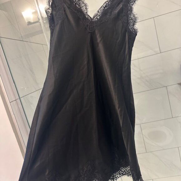 Reformation Cecily Satin Dress - Black Satin and Lace - New With Tags! - Picture 10 of 11